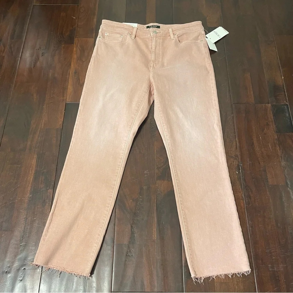 NWT Lauren Ralph Lauren Premier Straight Mid Rise Ankle Jeans Size 12 Primrose